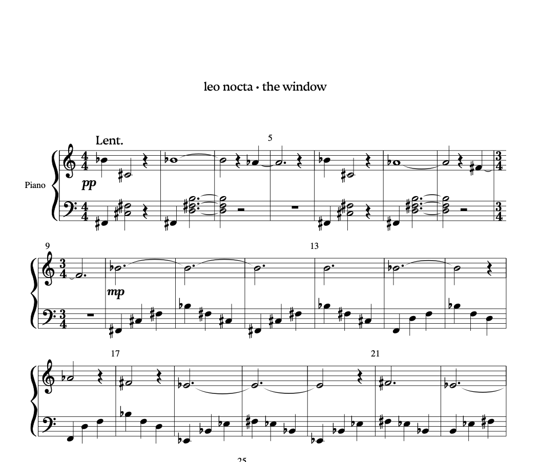 the window - Piano Sheet