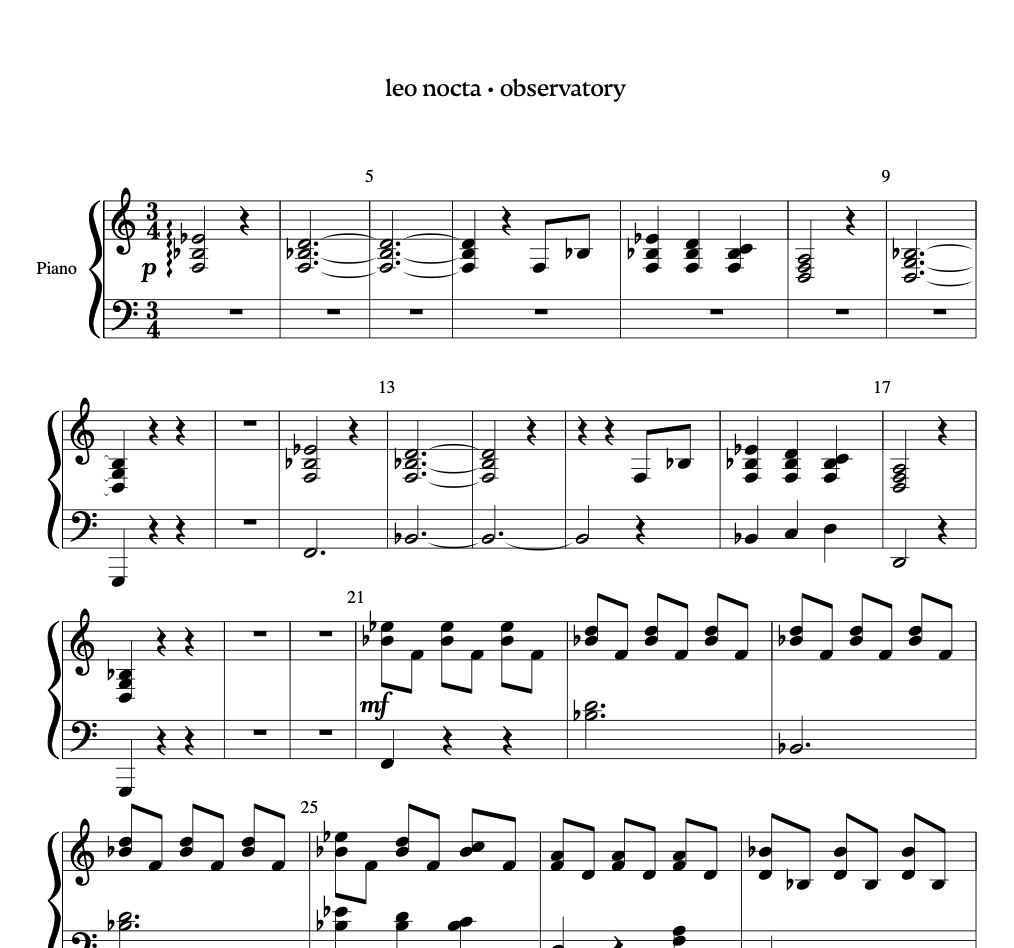 observatory - Piano Sheet