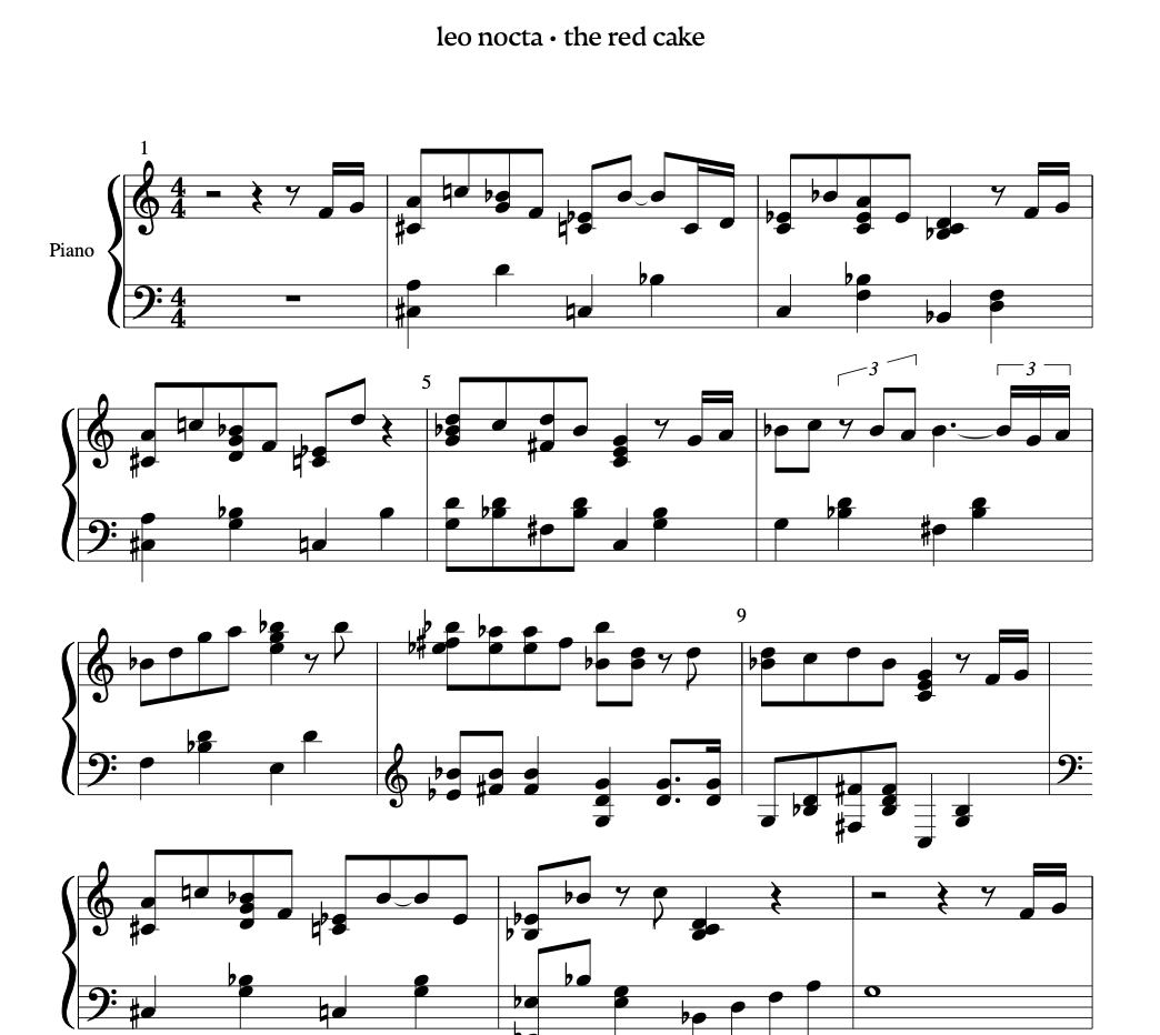 the red cake - Piano Sheet