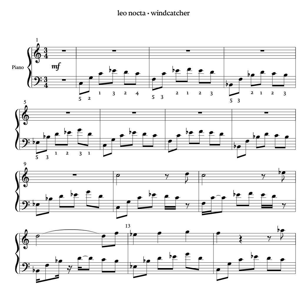 windcatcher - Piano Sheet
